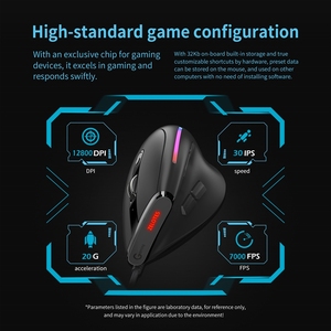 Ratón para Juegos Vertical con Cable T-50 OEM Personalizado de Fábrica, 9 Botones Programables, Ergonómico, RGB, 12800 DPI, para <span class=keywords><strong>PC</strong></span> <span class=keywords><strong>Gamer</strong></span>, Venta al Por Mayor - Product Image 3