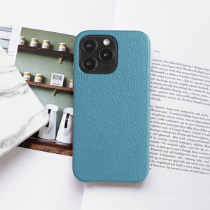 Coque arrière de téléphone portable en cuir PU pour iPhone 16, 15, 14, <span class=keywords><strong>Pro</strong></span> Max, coque magnétique personnalisée et élégante en forme de galet - Product Image 1