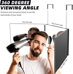 <span class=keywords><strong>Miroir</strong></span> de maquillage pliable télescopique réglable sur trois côtés, <span class=keywords><strong>miroir</strong></span> à 360° pour auto-coiffage, <span class=keywords><strong>miroir</strong></span> de voyage portable avec crochet, 1X en plastique - Product Image 6