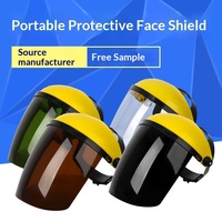 Casco de Soldadura Transparente Protector para PC, Protector Facial Antisalpicaduras, Resistente a Impactos, Antideslumbrante, Antigrasa, Amarillo, para la Parte Superior de la Cabeza