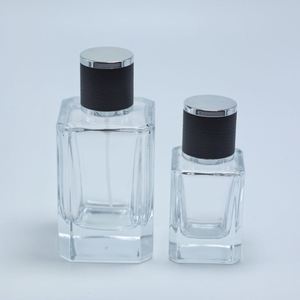 Empty 30ml 50ml 100ml Glass <b>Perfume</b> <b>Bottle</b> Square Shape Heavy <b>Perfume</b> <b>Spray</b> <b>Bottle</b> with Black Cylinder Round Cap - Product Image 5