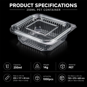 Conteneur en PET transparent de 250 ml, boîte alimentaire en plastique jetable transparente pour salade de fruits, collation, sans BPA - Product Image 2