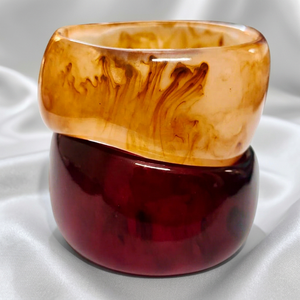MN Exports Resin Bangle <b>Bracelet</b> Set Amber <b>Red</b> Marbled Pattern Unisex Gift Islamic Fashion Jewelry - Product Image 1