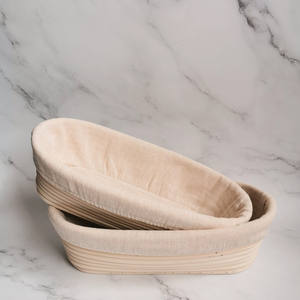Venta al por mayor más barato de forma ovalada cestas de prueba de mimbre natural para pan de masa fermentada con revestimiento de lino natural - Product Image 3