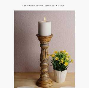 Rustic Wooden <b>Candle</b> Holder Pillar <b>Candle</b> Stand Round Tabletop Candlestick for Home <b>Wedding</b> Decor - Product Image 4