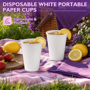 Gobelets en papier blancs de 8 oz à paroi simple, jetables, pour boissons chaudes, lot de 1000, papier de qualité alimentaire - Product Image 6
