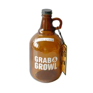 Best-Selling factory supply 1.8L amber growler Glass ipa beer bottle with screw cap in stock