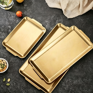 Modernas Bandejas Rectangulares de Acero Inoxidable Doradas para Servir Comida en Restaurantes de <span class=keywords><strong>Sushi</strong></span>, Barbacoa y Cocina - Product Image 1