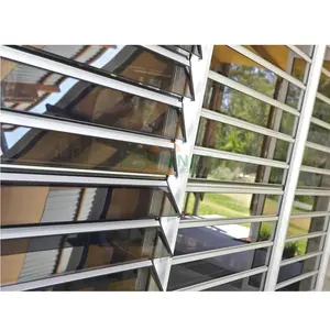 Jaloisie bingkai jendela pemasok pabrik Shutter desain komersial kaca Louver aluminium/kaca aluminium Cina Harga pabrik Villa