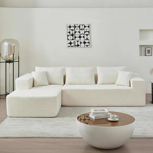 Sofa panjang Ottoman Modular bersudut dengan bagian Sofa 4 potong Sofa bulu Chaise reversibel cetak polos - Product Image 2