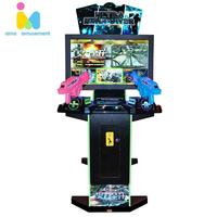 Machine d'arcade de tir à pistolets lumineux pour deux joueurs AMA, à monnayeur, sur le thème des extraterrestres, pour parc d'attractions