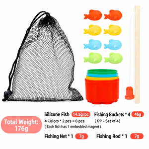 <span class=keywords><strong>Jeu</strong></span> de pêche magnétique en silicone pour enfants, jouet de bain à presser avec aimants - Product Image 6
