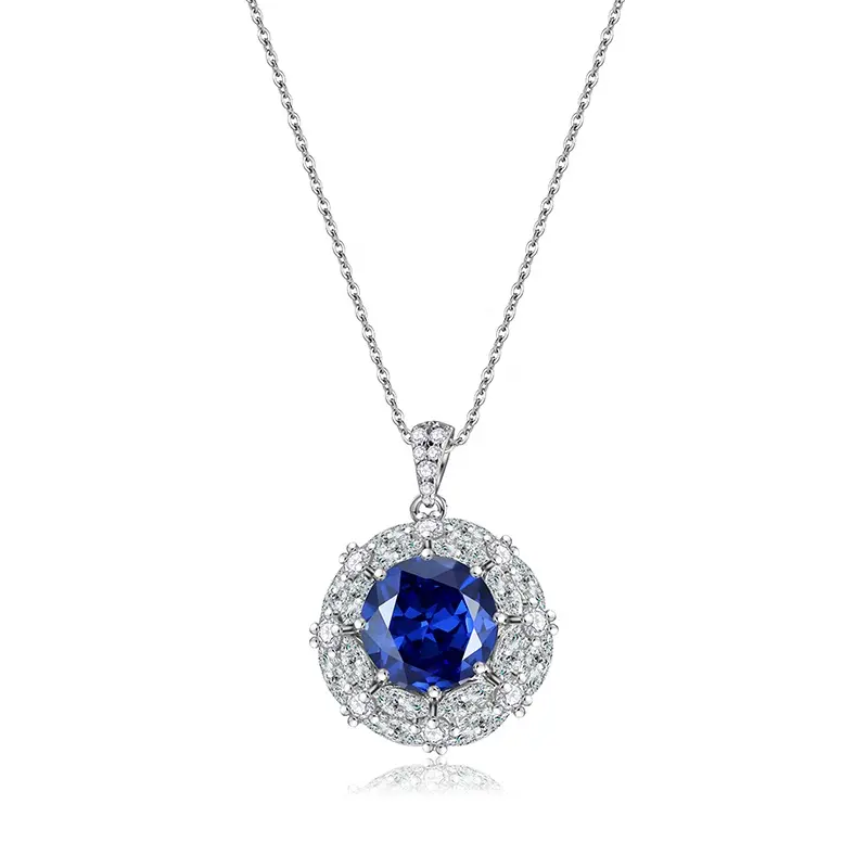 Collier pendentif de luxe en argent sterling 925 avec diamant Moissanite bleu vert