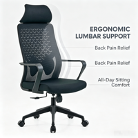Chaise de bureau ergonomique moderne pour cadres, confortable, pour la maison et l'ordinateur, fabriquée avec un matériau en maille durable