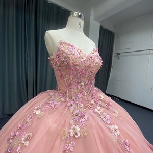 Robe de Quinceañera Lsany257 rose à col cœur en tulle avec appliques de sequins, robes de Quinceañera Jancember - Product Image 6