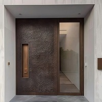 Porte d'entrée extérieure moderne en aluminium moulé, étanche, antivol, pour villa