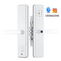 Serrure de porte intelligente blanche à empreinte digitale TTlock & Tuya WiFi, déverrouillage à distance, mot de passe, carte IC, poignée de verrouillage pour porte en bois, appartement, maison