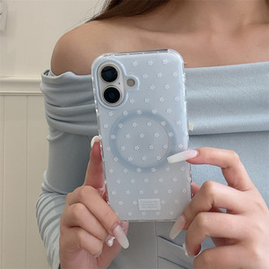 ขายส่งเคสโทรศัพท์มือถือแบบแม่เหล็กสองชั้นลายดอกไม้สีน้ำเงินสไตล์เกาหลี สำหรับ iPhone 17 Pro Max, iPhone 16, 15 รุ่นสปริง - Product Image 3