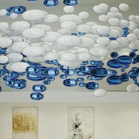 Lustre suspendu LED en verre artistique personnalisé en forme d'œuf, avec télécommande et contrôle par application mobile, idéal pour hôtels, centres commerciaux, cafés et couloirs
