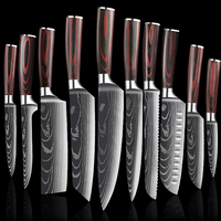 Couteau de cuisine japonais de haute qualité de 8 pouces en acier inoxydable Damas à motif laser avec manche en bois Pakka Lame tranchante