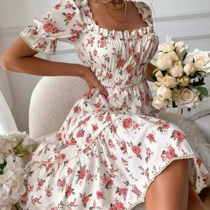 LllyWholesale Vestido de Encaje con Volantes de Alta Calidad, Corea del Sur, Primavera-Verano 2025, Vestido Elegante con Mangas Abullonadas para Mujer - Product Image 3