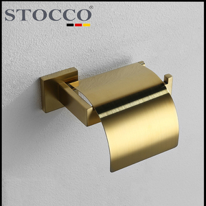 Porte-papier toilette moderne carré en acier inoxydable 304 avec couvercle anti-poussière intégré, support mural pour rouleau de papier toilette - Product Image 3