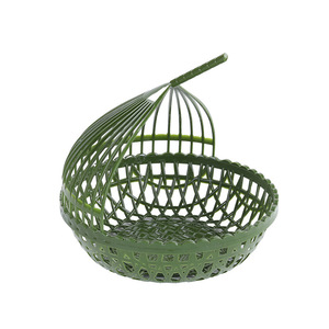 Creative Imitation Bamboo Woven Japanese Fruit Basket Round Snack <b>Plate</b> For Home Hotel Use Green Yellow Brown - Product Image 5
