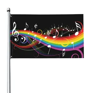 New Design 3x5ft Personalized Custom Rainbow Music Notes Flag For College Dorm Room Decoration