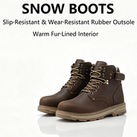 Bottes de randonnée en cuir rétro, chaudes, imperméables et absorbant les chocs, doublées de fourrure épaisse, personnalisables, vente en gros d'usine