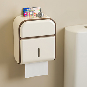 Portarotolo da parete a doppio strato con grande capacità, scatola portaoggetti impermeabile per carta igienica, accessori da bagno - Product Image 1