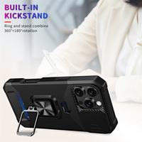 Coque de protection robuste avec fente pour carte et caméra coulissante pour iPhone 17 16 15 14 13 12 11 Pro Max Pro 7 8 Plus Mini, avec support magnétique et anneau