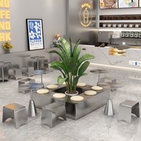 CRF Style moderne Idéal pour les ambiances intérieures et extérieures élégantes Combinaison table et chaise en acier inoxydable pour salon de thé au lait Café