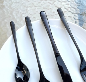 Di alta qualità in acciaio inox 18/10 4 pezzi di lusso nero opaco Set di posate antiche raso reale nero argenteria per il tè di matrimoni - Product Image 2