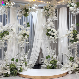 LEDA New Design white Curtain Metal <b>Backdrop</b> <b>Stand</b> for Wedding Stage Decoration Indoor Outdoor wedding Event Decoration - Product Image 4