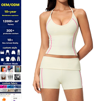 Atasan Olahraga 2-in-1 Tanpa Punggung Model Halter untuk Yoga dan Aktivitas Lainnya, Logo Kustom, Ringan, Logo Depan, Tank Top Sporty, Atasan Seksi Off-shoulder