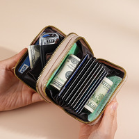 Dompet Wanita Kulit PU Glitter Ritsleting Ganda Mewah Dompet Koin Retro Dompet Uang Receh Tempat Kartu ID Desainer Wanita