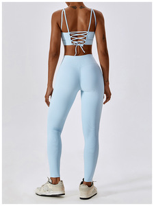 Conjunto Deportivo para Mujer con Leggings de Cintura Alta y Sujetador Deportivo Acanalado, Pantalones Acampanados que Realzan los Glúteos, Ropa Deportiva Transpirable para Yoga - Product Image 5