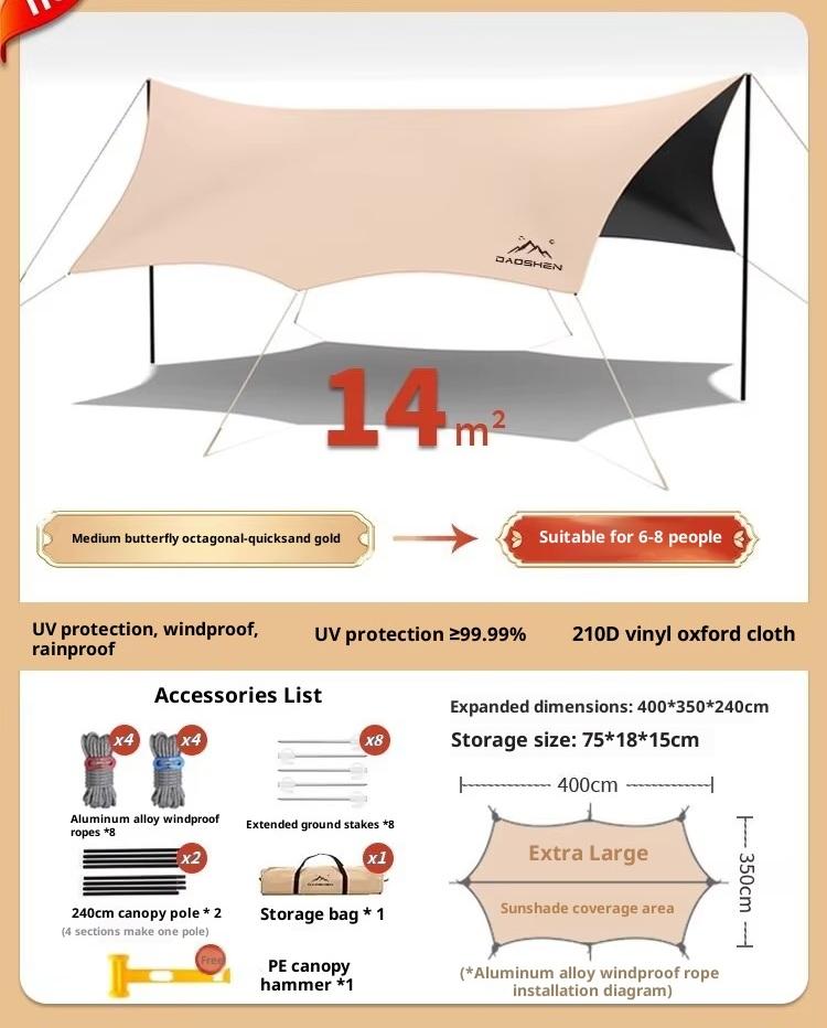 14 ㎡ octagonal black glue sky curtain