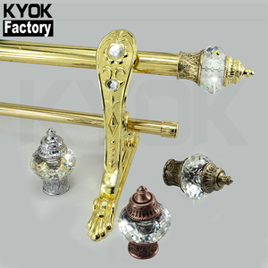 Ensemble de tringles à rideaux en métal au prix d'usine, 28/19 mm, couleur plaquée, tubes à rideaux, doubles tringles à rideaux et accessoires pour la maison - Product Image 4