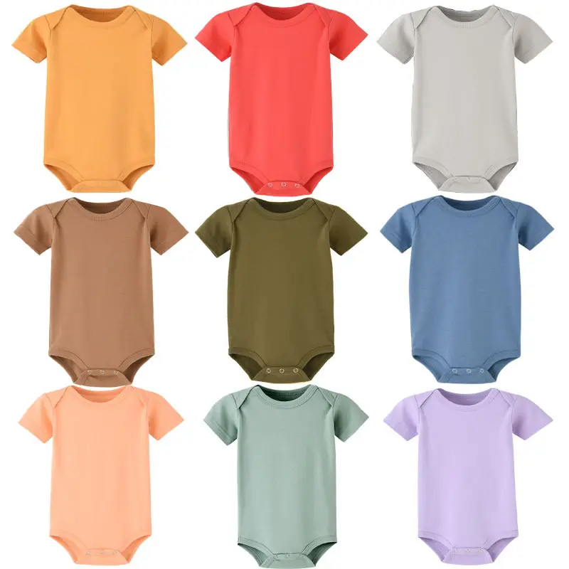 Neue 100% Bio-Baumwolle Baby-Body-Anzüge Kurzarm Sommer Dreieckskleidung einfarbiger Baby-Strampler