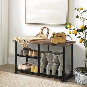 Suoernuo Living Room <strong>Rustic</strong> 3-Tier Sapateira Free Standing <strong>Shoe</strong> <strong>Racks</strong> Narrow <strong>Shoe</strong> <strong>Rack</strong> Storage Shelf <strong>Shoe</strong> <strong>Rack</strong> Bench - Product Image 1