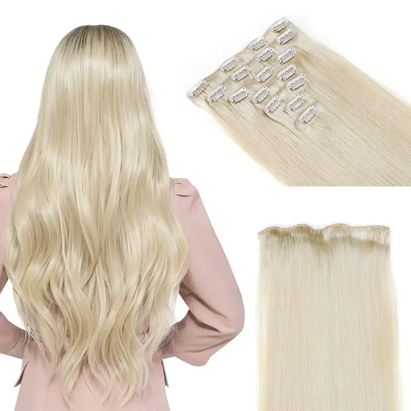 invisible 100% human hair clip in extensions real blonde natural raw virgin remy hair 30 22 inch seamless clip in hair extension