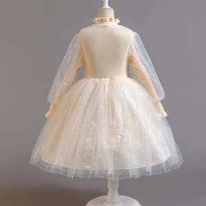 Осеннее рождественское платье для девочек, длинный рукав, фатин, свадебное, для подружек невесты, детское праздничное платье для девочек, на день рождения, выпускной, с цветочным узором - Product Image 3