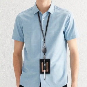 Boshiho Braided Neck Strap with <b>Key</b> <b>Chain</b> <b>Key</b> Ring Lanyard with Name ID Card <b>Leather</b> Badge Holder - Product Image 6