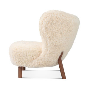 Fauteuil en laine de style moderne avec pieds en bois Chaise d'appoint élégante en peau de <span class=keywords><strong>mouton</strong></span> pour le salon, l'hôtel ou les loisirs - Product Image 1