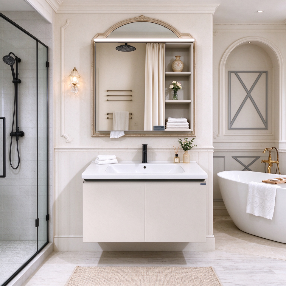 Minimalist Wall-Mounted All Aluminum Bathroom Vanity Integrated Ceramic ...
