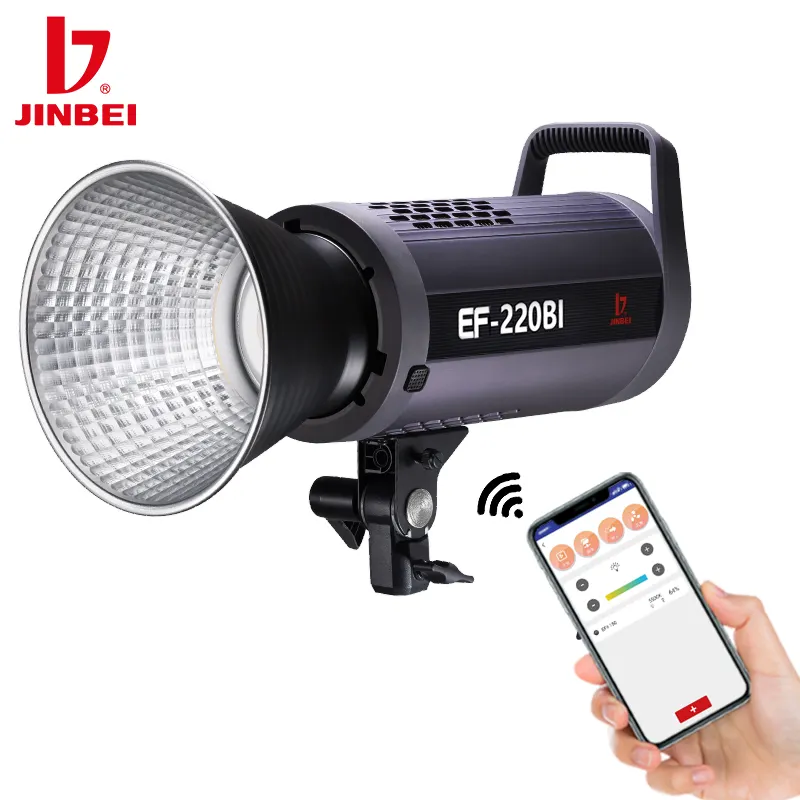 JINBEI lampu LED EF-220Bi, lampu Video fotografi Studio 2700K-6500K AC/DC bi-color untuk pencahayaan Film dan Streaming langsung