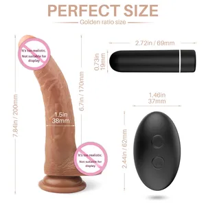 Telecomando in plastica pene giocattoli sessuali vibranti dildo per le donne in morbida gomma siliconica pene con forte ventosa - Product Image 4