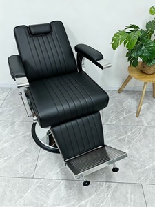 Sillón de Barbería de Estilo Antiguo, Ergonómico, Reclinable, Ajustable en Altura, Giratorio 360 Grados, con Marco de Acero Inoxidable, Hidráulico y Resistente - Product Image 3