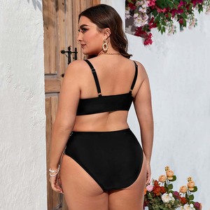 <span class=keywords><strong>2</strong></span> días de envío rápido de talla grande Sexy sólido leopardo empalme alta Wist dos piezas Bikini ropa de playa traje de baño mujeres traje de baño - Product Image 3
